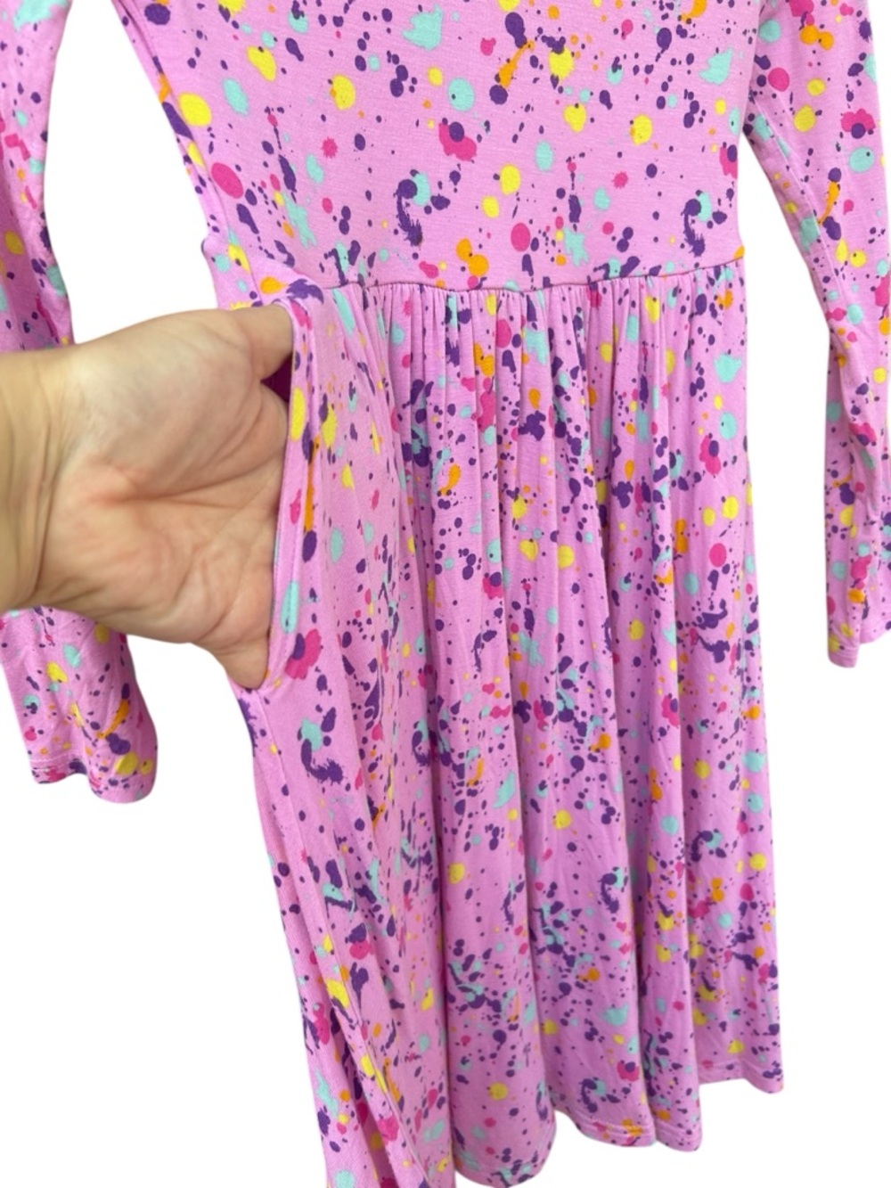Little Sleepies Girls' Pink Dress Paint Splatter Play Line Bamboo 8‎ Years - Picture 3 of 4